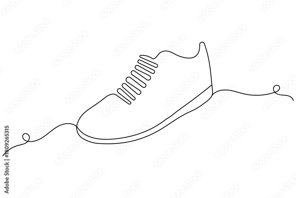 Fototapeta premium Shoe continuous one line drawing vector illustration featuring smooth outlines and a stylish form.
