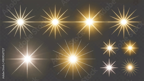 Golden Christmas star with glowing lights on a sparkling holiday backdrop