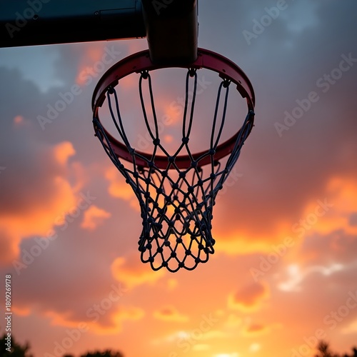 basketball hoop against blue sky