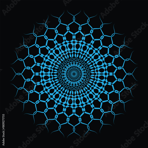 Blue geometric abstract mandala pattern design Vector