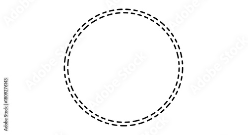 A simple black dashed line forming a perfect circle on a plain white background.
