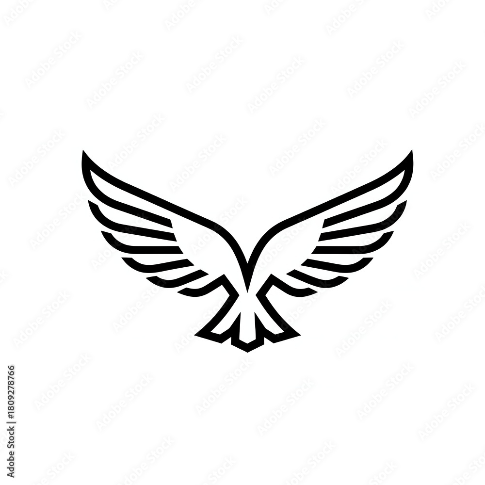 Fototapeta premium Abstract Bird Wings Outline Icon