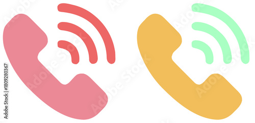 Vibrant Ringing Telephone Icons - Communication and Contact Symbols in Flat Design