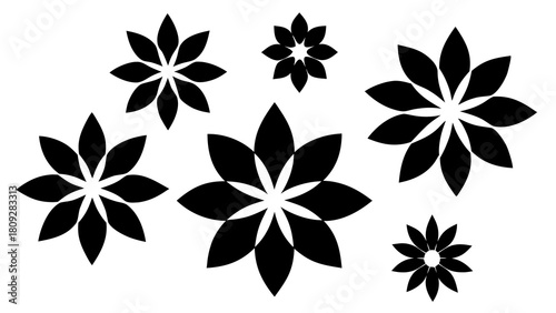Elegant floral pattern with stylized blossoms in black and white creating a modern botanical design for backgrounds and creative projects with a minimalist aesthetic and natural feel