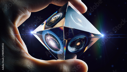 crystal prism filled with miniature parallel universes