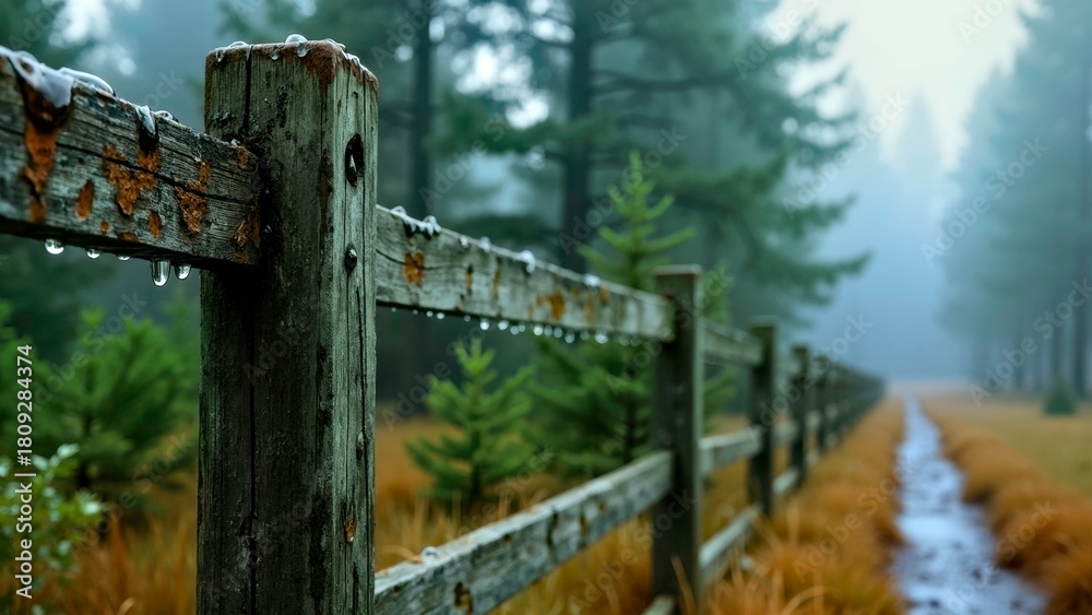 Fototapeta premium Scene based presentation of ink painting forest railing art