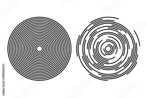 vector concentric circles set, clipart isolated on transparent background. 