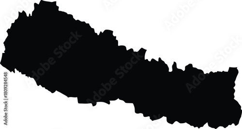 Nepal map silhouette isolated on white background