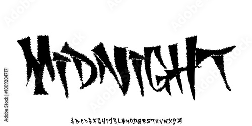 Vector font in graffiti style. Wall art Alphabet,self-expression and street art. hip-hop culture on the walls of the city. Black letters on a white background in 90s style