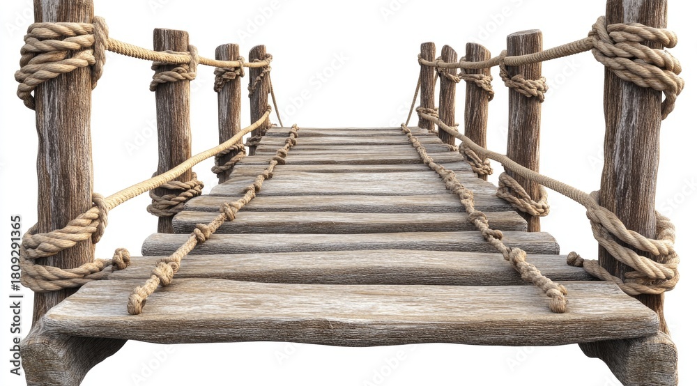 Naklejka premium Wooden bridge with ropes (1)
