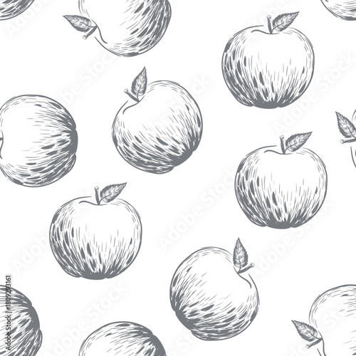 Seamless apple vector pattern. Wallpaper. Wrapping paper. Vegan food. Cooking illustration
