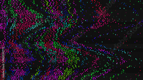 Color Glitch Effect. Bright Abstract Pixel Noise Background