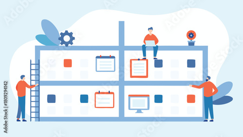 Visual representation of project management workflow using a kanban board with tasks illustrating progress and team collaboration for efficient planning and execution