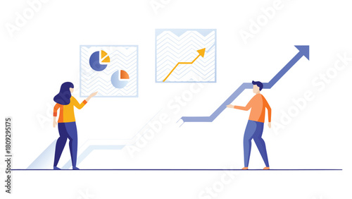 Diverse group of stylized professionals collaborating and interacting in a modern business setting showcasing teamwork and communication