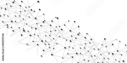 Technology abstract white digital background of connected dot with black line .many squares and rectangle shapes .Internet connection network high digital technology with connecting points and