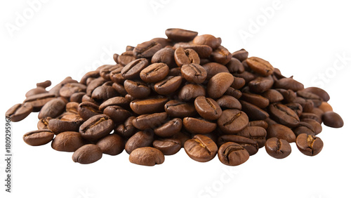 Pile of coffee beans isolated on a transparent background