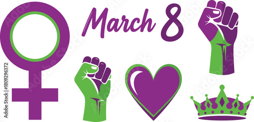 International womens day march 8th symbols and celebration