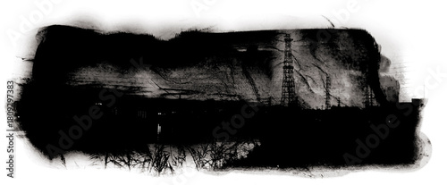 抽象的　水墨画　背景素材