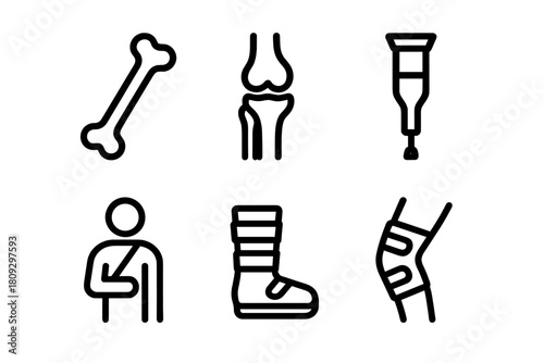 Orthopedic injury and trauma including bone, joint, crutch, sling, and cast boot