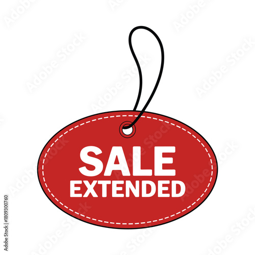 Red oval sale extended tag with string