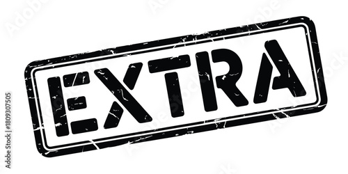 Distressed rubber stamp impression of the word extra