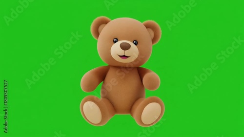 3D Talking Teddy Bear Animation on Green Screen – Cute HD Character Clip