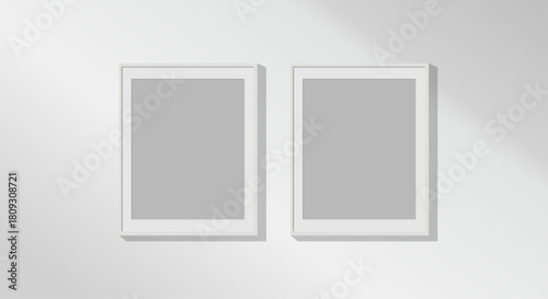 two photo frame mounted on wall. vector mockup