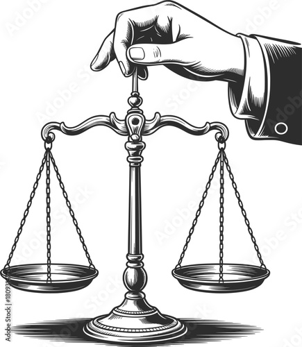 Justice Scales Illustration, Symbol of Law and Fairness”.