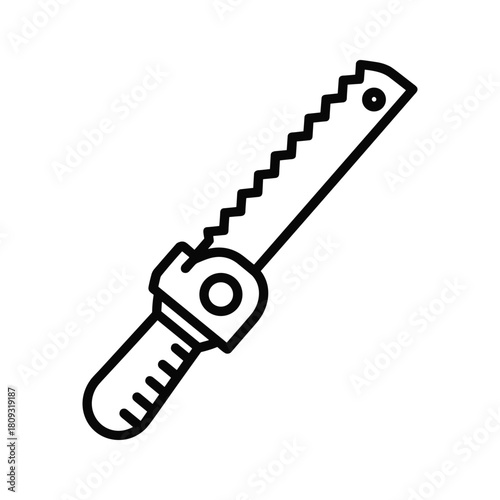 Hand saw icon isolated on, representing a tool for cutting wood or other materials