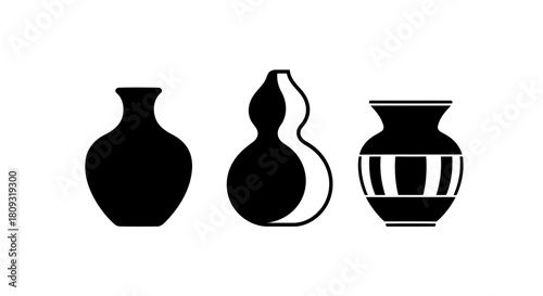 Black Vase Set Silhouette