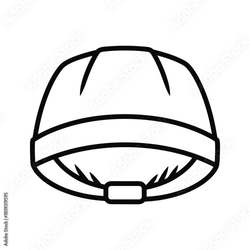 Simple hard hat line art illustration for construction safety isolated on