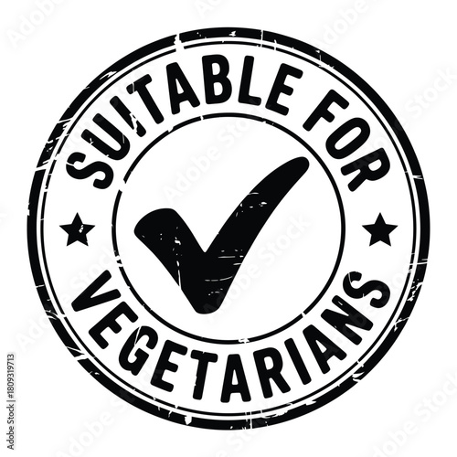 Vegetarian approved stamp with check mark and stars