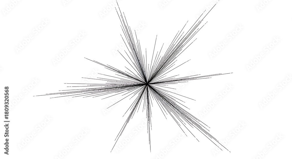 Fototapeta premium Dynamic Monochromatic Starburst Textured Black Lines Exploding from Center.