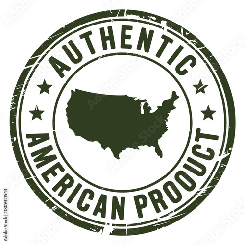 Authentic american product seal with us map