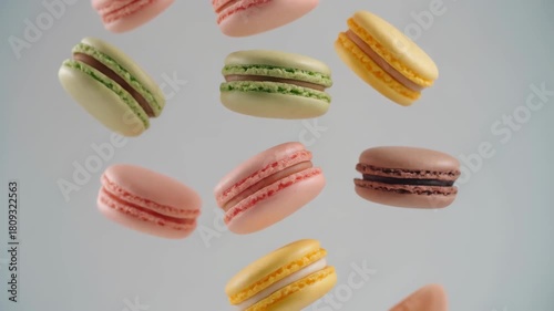 Wallpaper Mural Delicate multicolored macarons float in an airy composition, offering a sweet and colorful treat against a soft backdrop. Torontodigital.ca