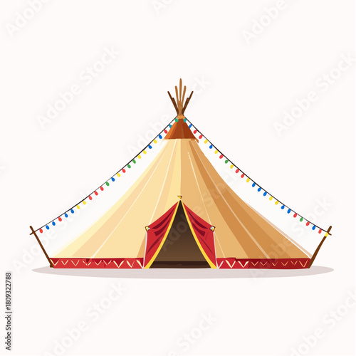 Festive circus tent with colorful lights for events