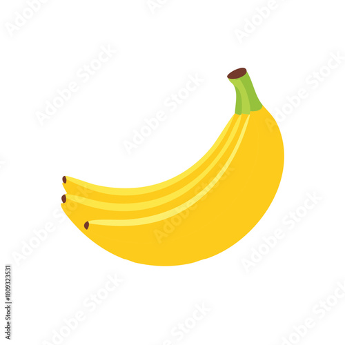 Simple vector graphic of a bunch of ripe yellow bananas with a green stem