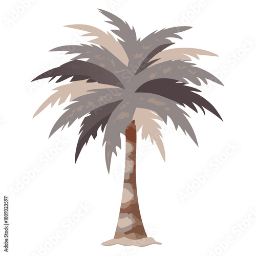 Isolated tropical palm tree with vibrant green leaves for design