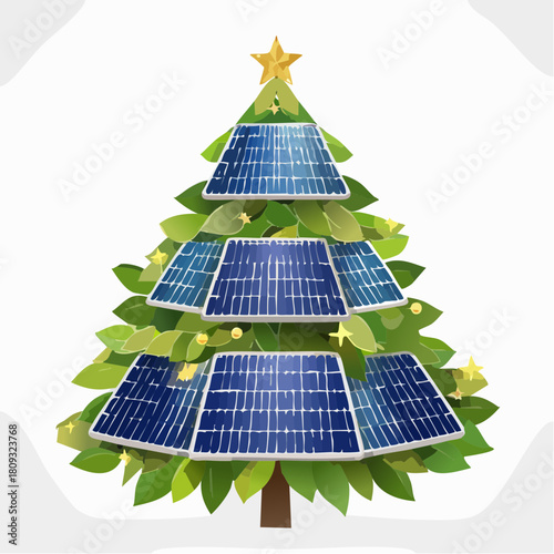 Solar powered Christmas tree with festive star topper