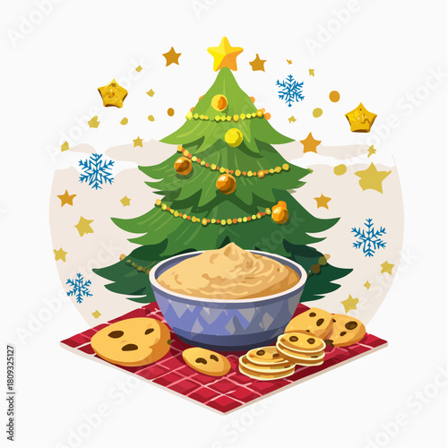 Festive Christmas tree with cookies and dip delightful