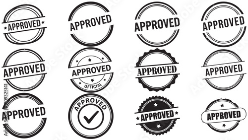 Hand-stamp approved seal icon — business certification rubber stamp emblem for verified approval, compliance and quality assurance
