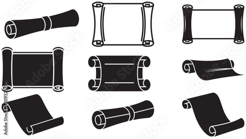 Modern minimalist certificate scroll — sleek award scroll icon for accreditation, certification and professional recognition in corporate design