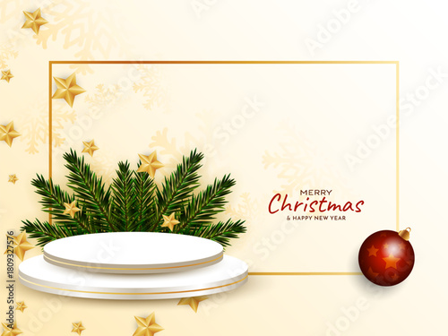 Merry Christmas festival background with modern podium design
