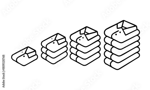 Folded Shirt Line Icon Set  Vector illustration, easily editable. 