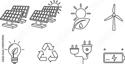Illustrative depiction of renewable energy sources and sustainable power generation