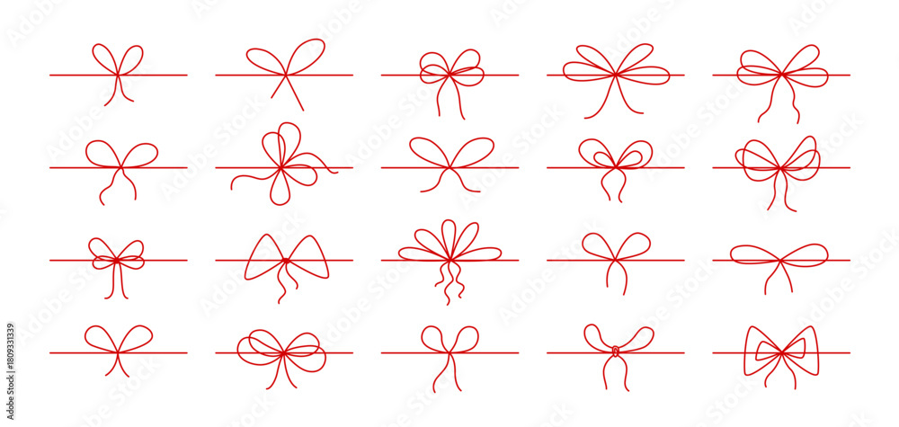 Fototapeta premium 2510.m05.i029.n024.F.c07.Doodle gift bow. Vector set.eps