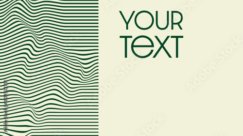 A modern vector banner design featuring a wave pattern. The right side offers a clean, minimalist space with customizable placeholder text, 'YOUR TEXT', against a soft cream background.