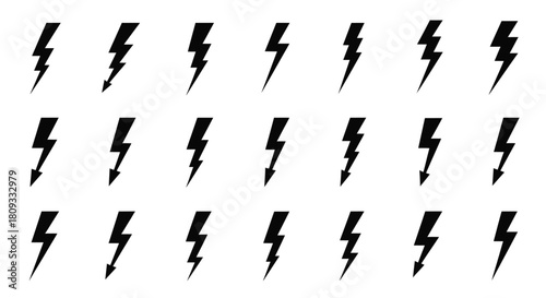 A pattern of black lightning bolt shapes arranged on a white background