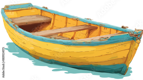 Flat Bottom Boat Vector Outline for Nautical Designs