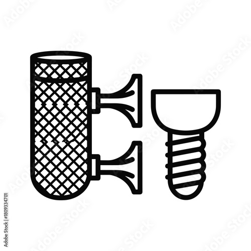 Smart speaker with microphone and screw isolated on technology and hardware concept design